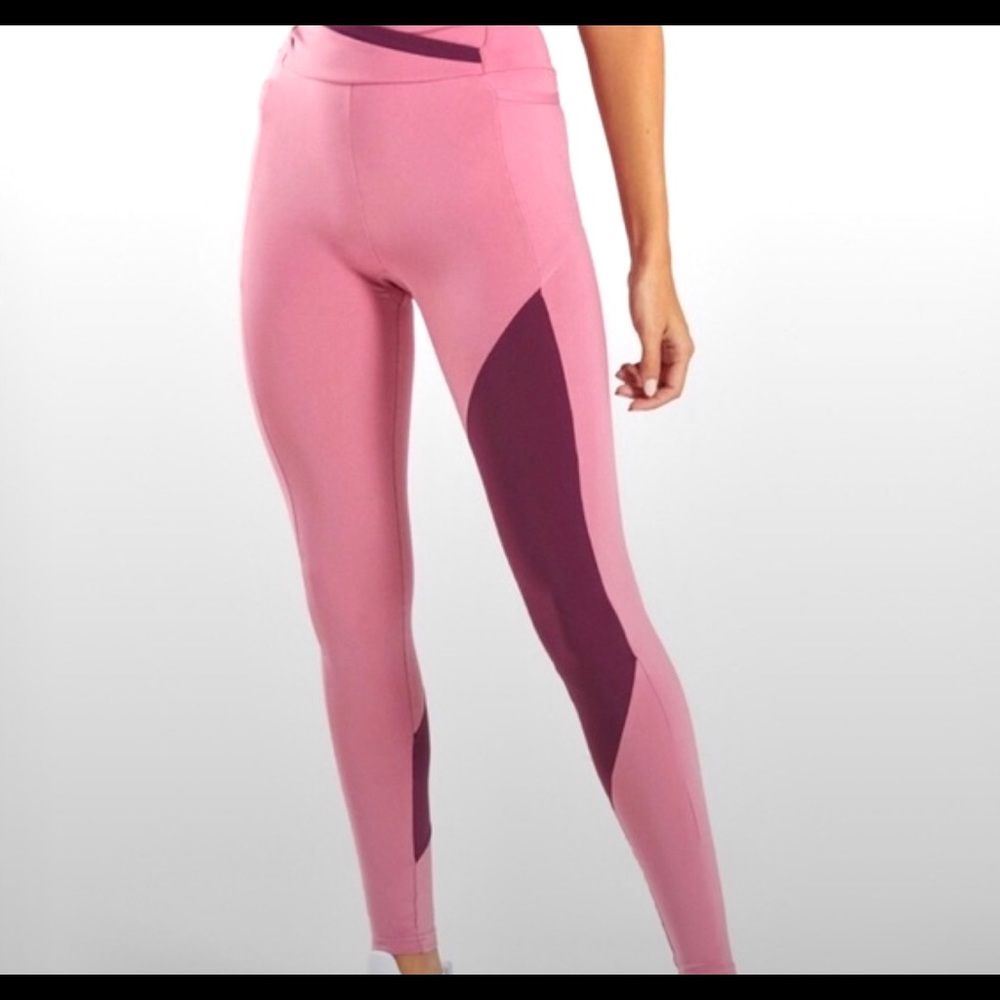 Gymshark Asymmetric Pink and Mauve Leggings (Size: M)
